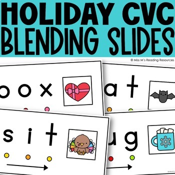 Preview of Blending Activities Holiday Blending Slides CVC Words Bundle Digital Resource