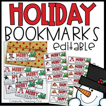 Preview of Christmas Bookmarks Christmas Gifts for Students EDITABLE