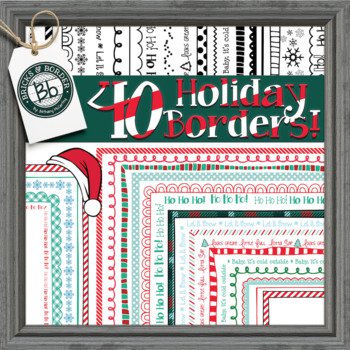Preview of Christmas Borders Skinny Color Clipart: 40 Holiday Winter pngs