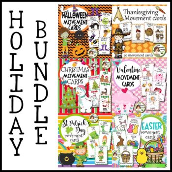 Preview of Holiday Brain Breaks Movement Cards BUNDLE