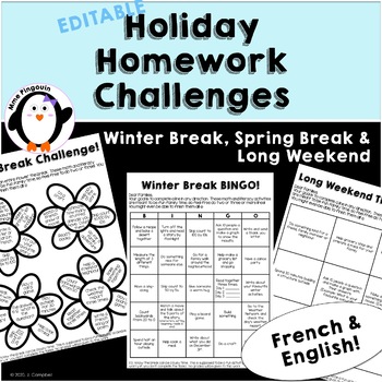 Holiday Homework Challenge Worksheets Teachers Pay Teachers