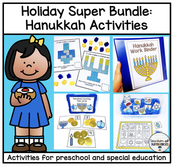 Preview of Holiday Bundle: Hanukkah (Math and Literacy for Preschool, Special Education)