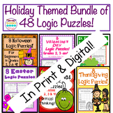 Enrichment Activities Holiday Bundle of 48 Logic Puzzles F
