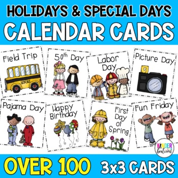 Preview of Holiday Calendar Cards with Special Days and Events