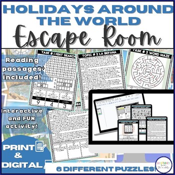 Preview of Holiday Celebrations Around the World Escape Room - Print and Digital