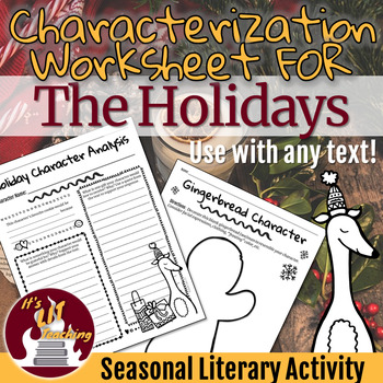 Preview of Holiday Character Analysis Worksheet for ANY Novel