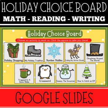 Preview of Holiday Choice Board - Digital - Google Slides - December - Christmas Activities