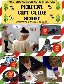 Preview of Holiday Christmas 6th Grade Math Center Percent Gift Scoot