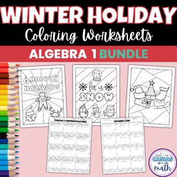 Preview of Holiday Christmas Activities Algebra 1 Coloring Worksheets BUNDLE