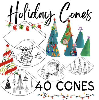 Preview of Holiday Christmas Cones Art | 40 Templates Art Activity