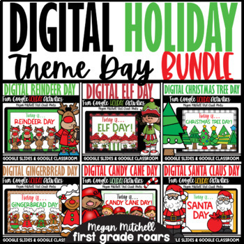 Preview of Holiday Christmas Digital Theme Day Bundle Google Slides