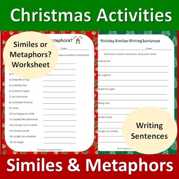 Holiday/Christmas Figurative Language Activities: Similes & Metaphors