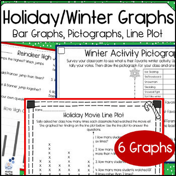 Preview of Holiday/Christmas Graphing: Bar Graphs, Pictographs, Line Plots: Read & Create