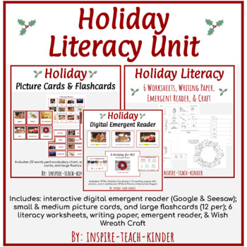 Preview of Holiday (Christmas) Literacy Unit Bundle (Montessori Inspired)