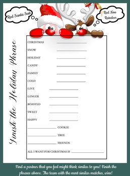 Holiday Christmas Party Finish the Phrase Download by 31 Flavors of Design