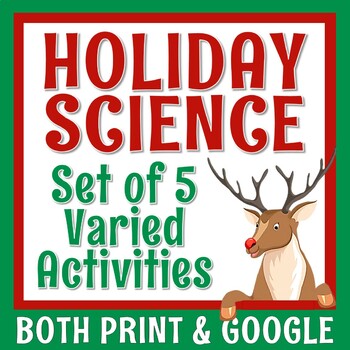 Preview of Holiday Christmas Science Activity Bundle 5 NO PREP STATIONS