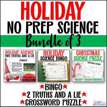 Preview of Holiday Christmas Science No Prep Activities and Games Middle and High School