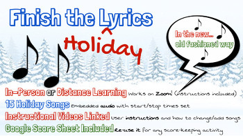 Preview of Holiday Christmas Songs Activity FINISH THE LYRICS (w/ Music and Scoresheet)