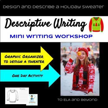 Preview of Holiday Christmas Sweater themed Mini Writing Workshop one-day lesson