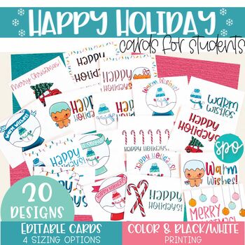 Preview of Holiday Christmas Thank You Cards for Students from Teacher | Editable Gift Tags