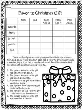Christmas Logic Puzzles for Beginners! Critical Thinking For Grades 2