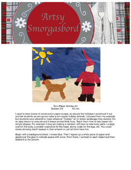 Preview of Holiday Christmas Torn-paper Artwork Santa Reindeer