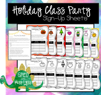 Preview of Holiday Class Party Sign Up Sheets