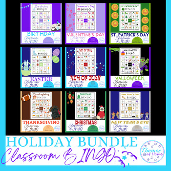 Preview of Holiday Classroom BINGO Games Bundle