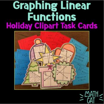 Preview of Holiday Clipart Task Cards- Graphing Linear Equations and Inequalities