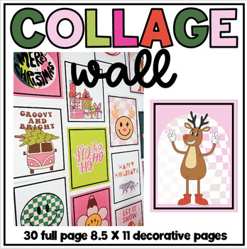 Preview of Holiday Collage Wall Posters // Pink Christmas Collage Wall Bundle