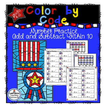 Preview of Holiday Math Color by Code: Add and Subtract Within 10