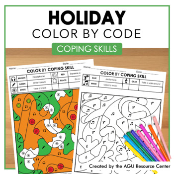 Preview of Holiday Color by Code | Coping Skills