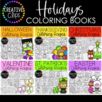 Preview of Holiday Coloring Pages {Valentine's Day , Easter, St. Patrick's Day Coloring}