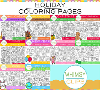 Preview of Holiday Coloring Pages Bundle