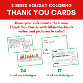 Holiday Coloring THANK YOU Cards | Fill-in-the-Blank Notes