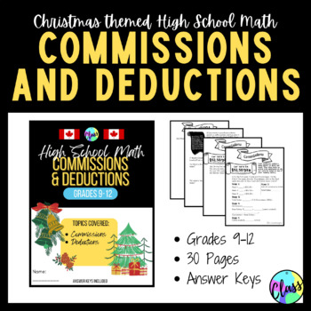 Preview of Holiday Commissions and Deductions | High School Math | 