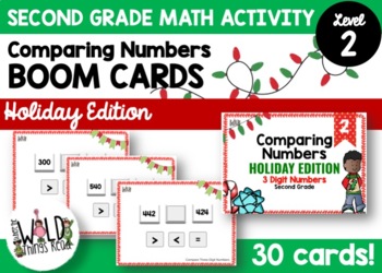 Preview of Holiday Comparing Numbers Boom Cards: 3 Digit Numbers