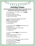 Holiday Context Clues Worksheet