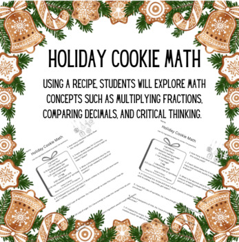 Preview of Holiday Cookie Math Decimal & Fraction Recipes Printable and Digital