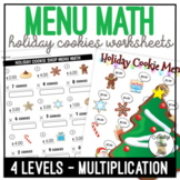 Holiday Cookie Shop Menu Math Multiplication Worksheets