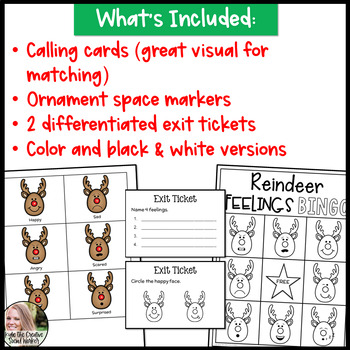 Holiday Counseling Activity Feelings Bingo Game for Identifying Emotions