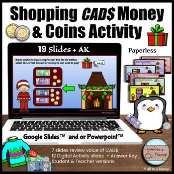 Preview of Counting Canadian Money & Coins Christmas Holiday Shopping Digital Activity