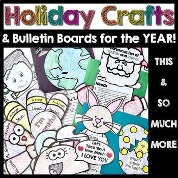 Preview of Holiday Crafts for Whole Year Growing Bundle | Bulletin Boards | Easter Craft