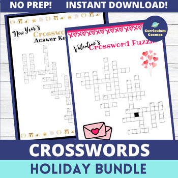 Preview of Holiday Crossword Printable Games Activity Bundle