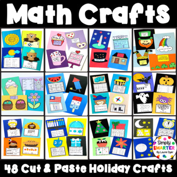 Preview of Holiday Cut And Paste Math Crafts Bundle