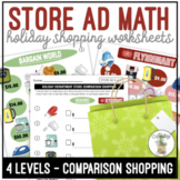 Holiday Department Store Ad Math Comparison Shopping Worksheets