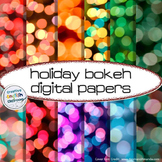 Holiday Digital Papers -- Pack of 12 Bokeh Designs