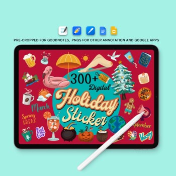 Preview of Holiday Digital Sticker Pack, 300+ png Digital Planner Stickers