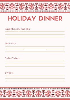 Preview of Holiday Dinner Menu FACS/FCS/FCCLA