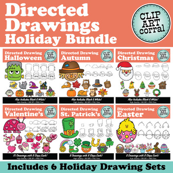 Preview of Holiday Directed Drawing Clip Art Bundle
